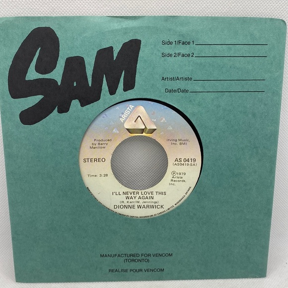 Dionne Warwick In Your Eyes /I’ll Never Love This Way Again Vinyl Record 7” - Picture 1 of 7